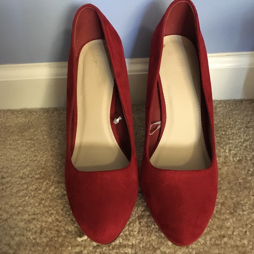 Red suede high heels!